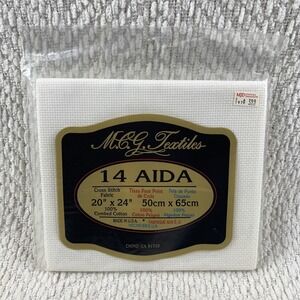 MCG Textiles 14 Count Cross Stitch Fabric White Cloth 20x24 Inch USA Made